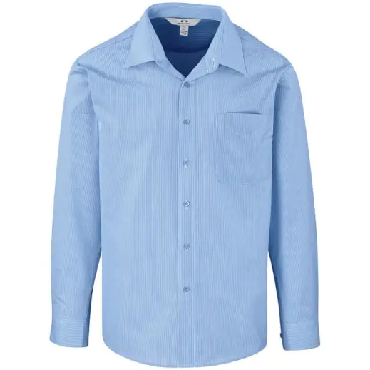 Mens Long Sleeve Micro Check Shirt Light Blue